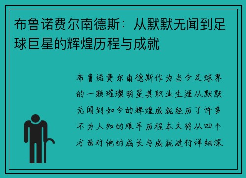 布鲁诺费尔南德斯：从默默无闻到足球巨星的辉煌历程与成就