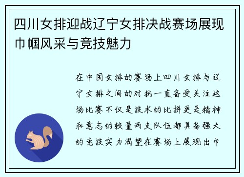 四川女排迎战辽宁女排决战赛场展现巾帼风采与竞技魅力
